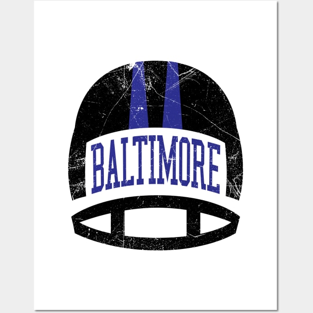 Baltimore Retro Helmet - White Wall Art by KFig21